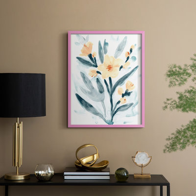 Indigo & Blush Bouquet II Framed Print - Solid Wood