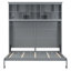 Grand lit escamotable mural: tablettes supérieures et USB, gris