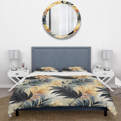 Monochrome Mirage Tropical Pattern III - Ensemble de housse de couette tropical
