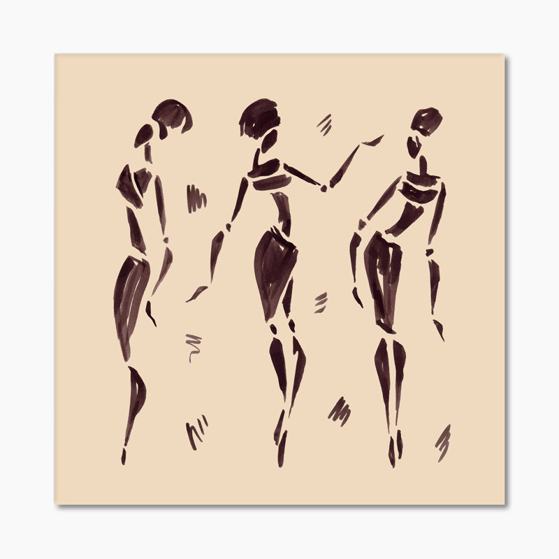 «Abstract Brown Dancers - Glam», reproduction d'art sur toile, H 36 po x l 36 po x P 1 po, Toile tendue