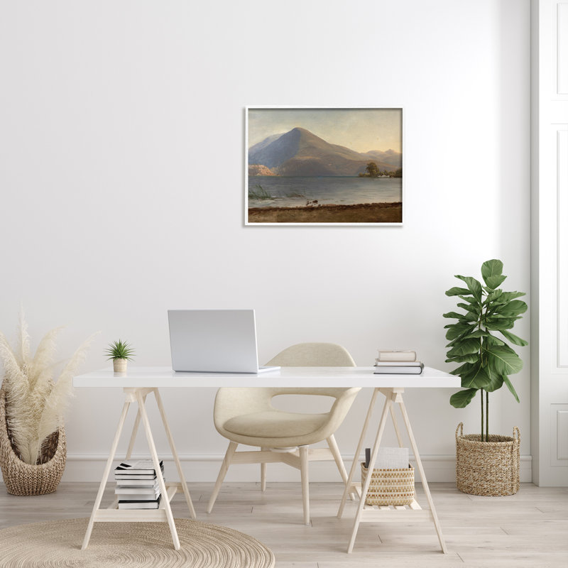 «On the Hudson Traditional Albert Bierstadt» par One1000paintings - peinture sur toile à cadre flottant