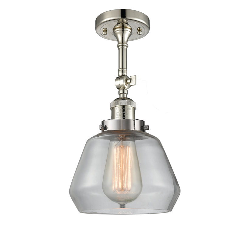 Chill Glass Semi Flush Mount, Polished Nickel, Clear