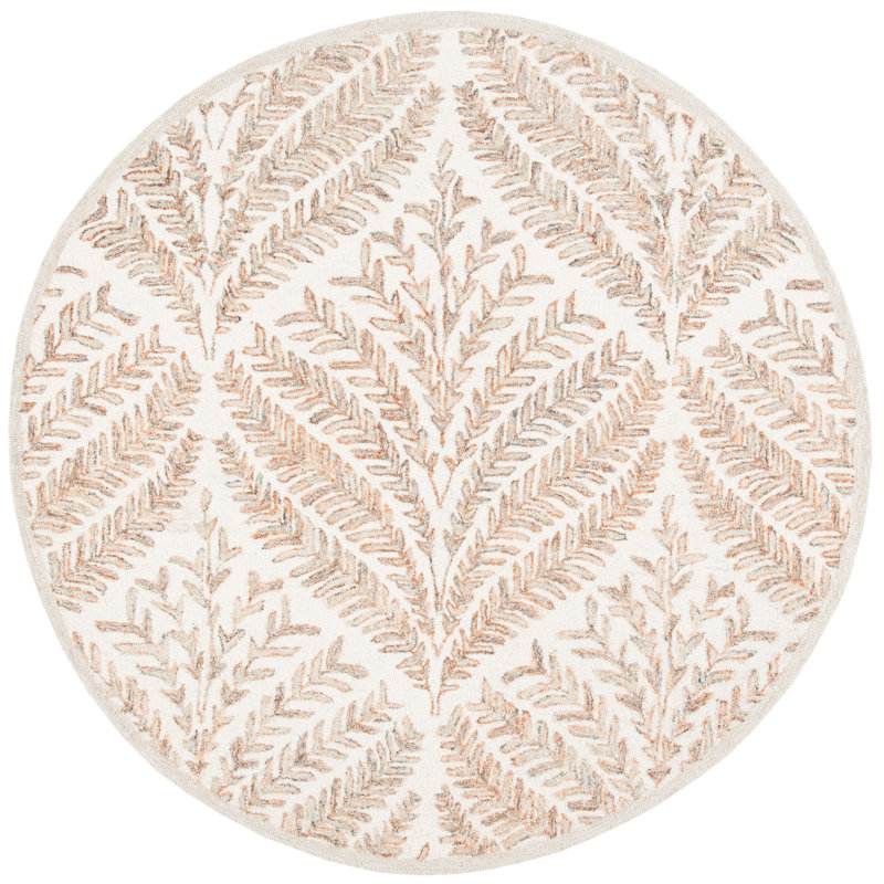 Andresky Hand Tufted Wool Rug, Round 152 cm, Ivory/Brown