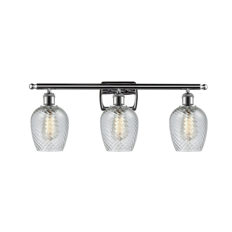 Lyman 3 - Light Dimmable Vanity Light, Clear Spiral Fluted, 6 Watt Vinage LED Bulb, Polished Chrome