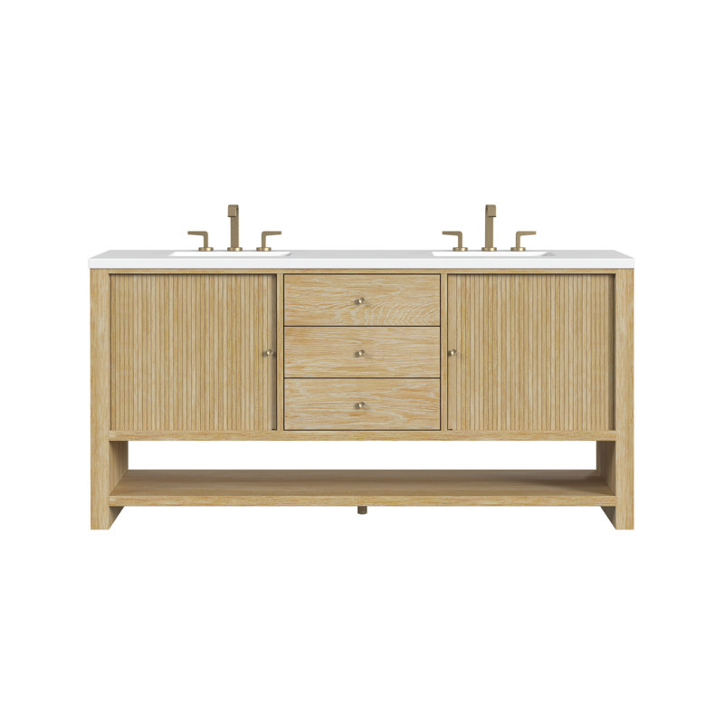 Marigot 72'' W Double Vanity, White Zeus, 8" Widespread