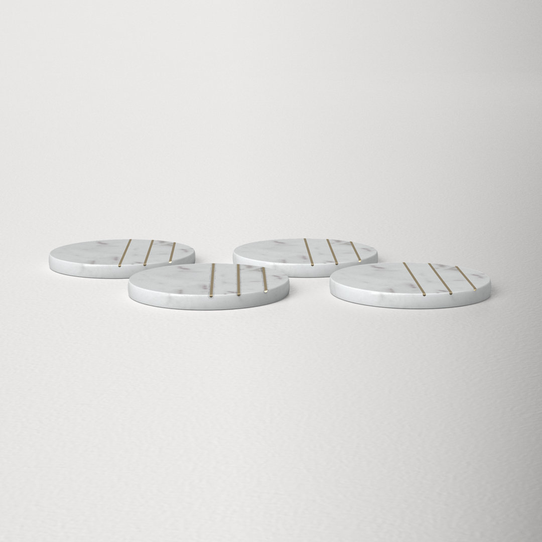 Marble Round 4 Piece Coaster Set (Set of 4) AllModern