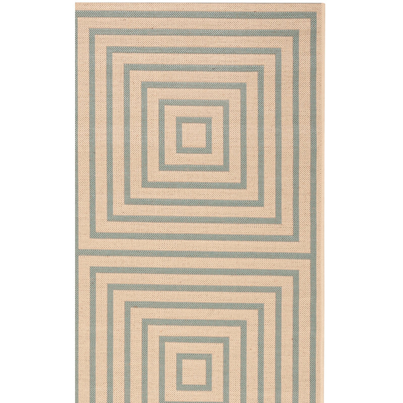 Julieta Cream / Aqua Performance Geometric Indoor/Outdoor Area Rug, Rectangle 4' x 6'