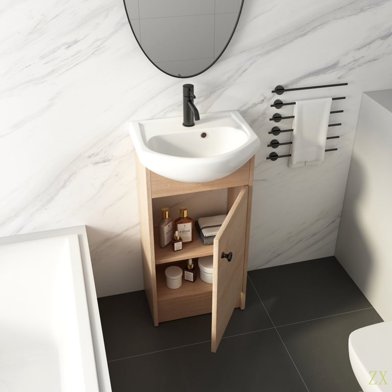 Petit meuble-lavabo autoportant de 18 pouces avec petit lavabo avec lavabo, meuble-lavabo et lavabo combiné (KD-PACKING)