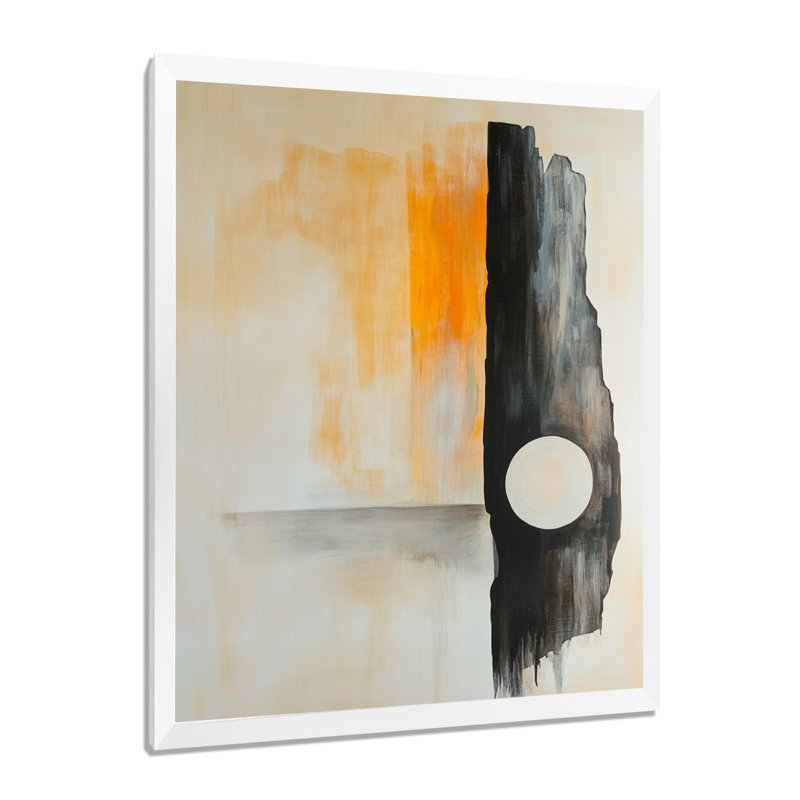 Éclipse d'ambre - Tableau abstrait encadré sur toile, H 20 po x l 12 po, Cadre photo blanc