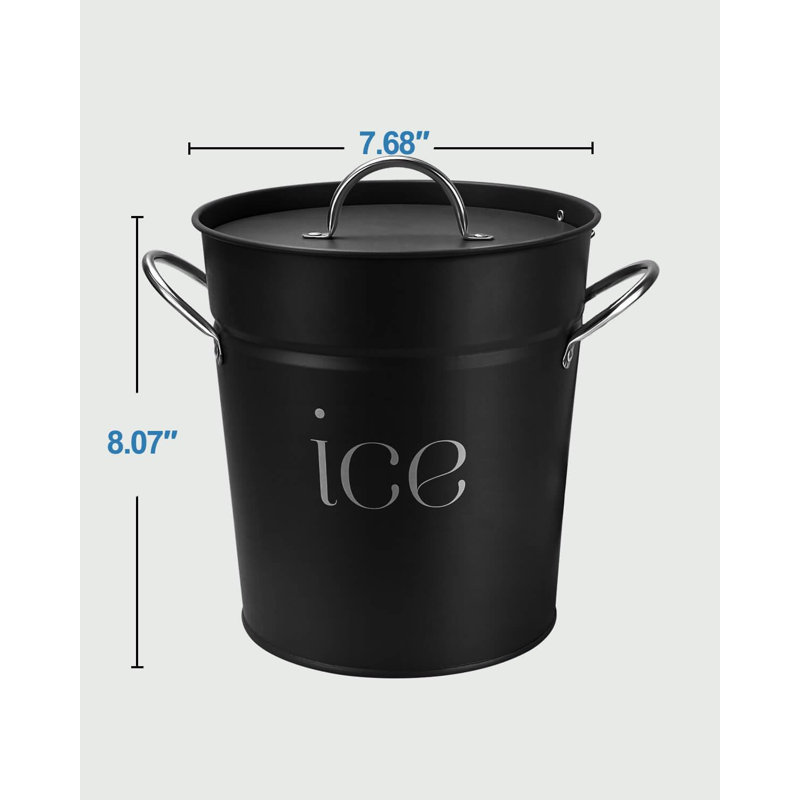 Seau à glace galvanisé 3 pte avec couvercle, cuillère et poignées