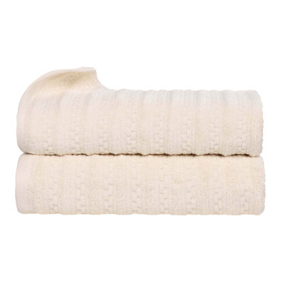 Nile Mills  Zero-Twist Cotton Bath Towel Set - Waffle Stripe Texture - Quick-Dry