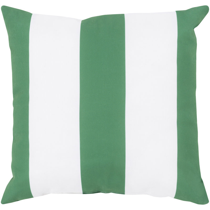 Rain Indoor/Outdoor Striped Throw Pillow, 20" x 20", Kelly Green/Ivory