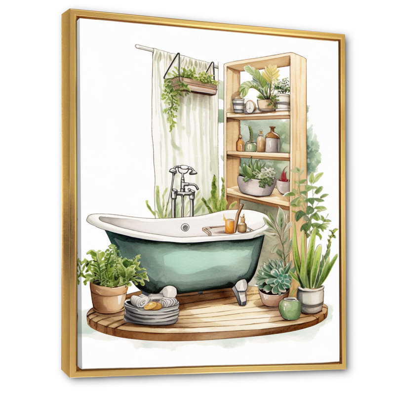 Décor de salle de bain naturel XX XXI, H 40 po x l 30 po, Cadre flottant doré