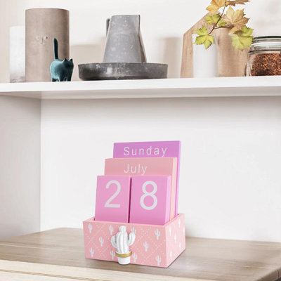 Calendrier perpétuel avec blocs en bois et calendrier en bois pour les accessoires de bureau personnel