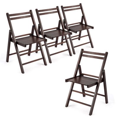 4PCS Patio Poplar Wood Folding Chair