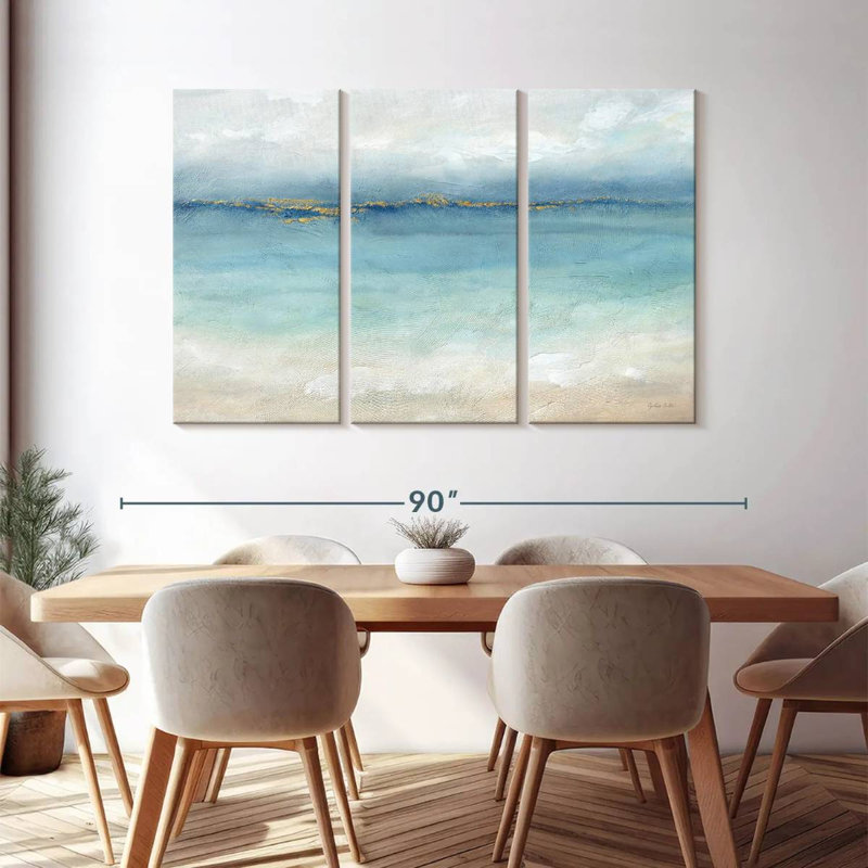 Ensemble de 3 pièces de paysage de mer serein sur toile Sandy Beach, H 48 po x l 74 po x P 1,25 po