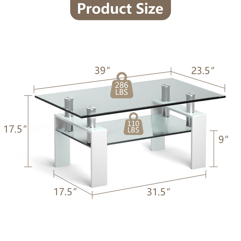 Table basse avec rangement Gracie, Blanc