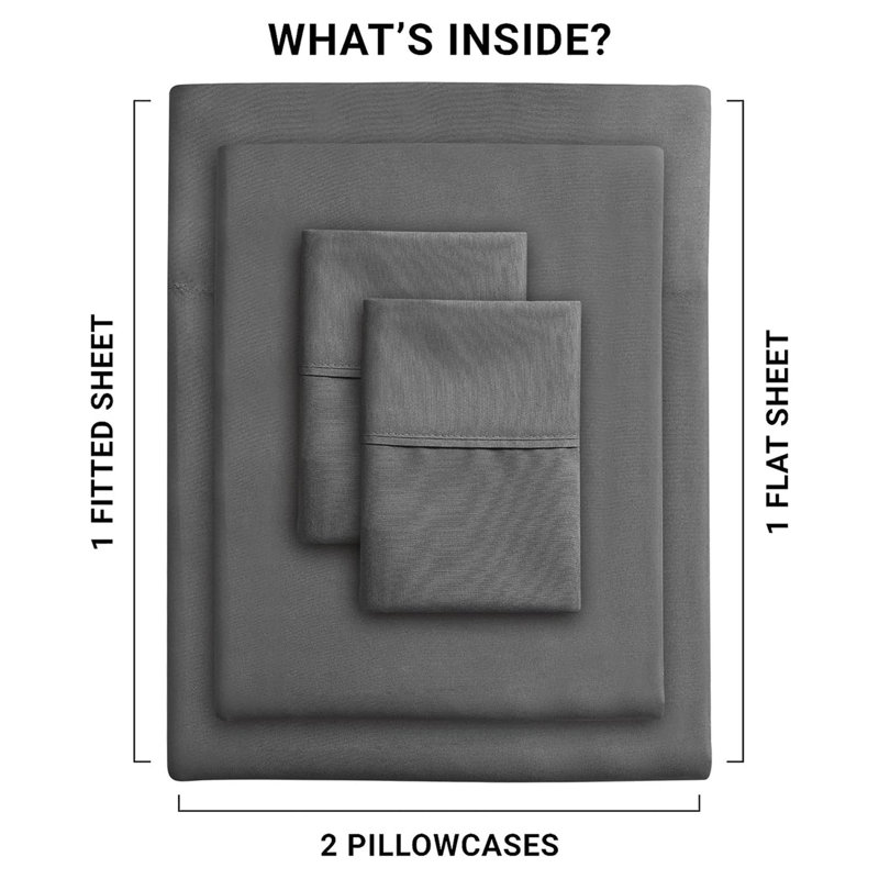 Ensemble de draps en microfibre brossée douce Hotel Luxury avec draps et taies d'oreiller très doux, gris
