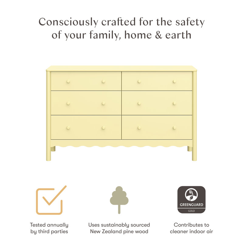 Swell 6-Drawer Assembled Dresser, Pale Yellow