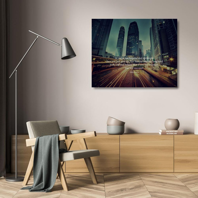 Art sur toile tendue Latitudey® ArtsyQuotes Gallery: John Lewis Citation: Espoir et optimisme, H 20 po x l 24 po