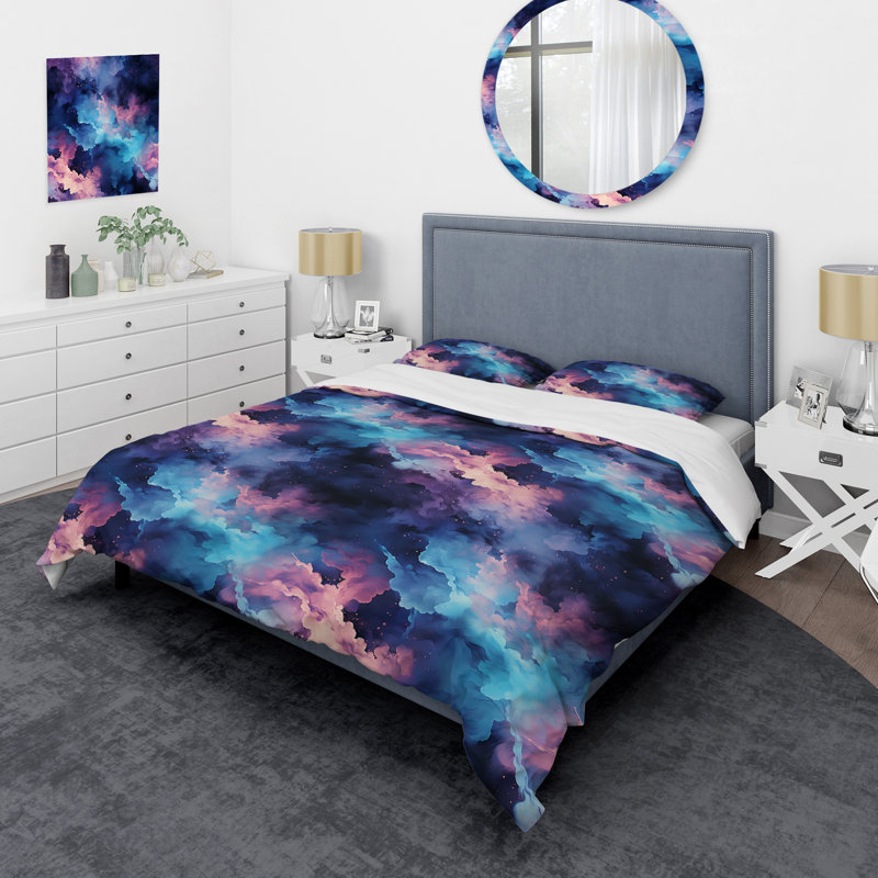 Ensemble de housse de couette Nebula Reverie Moody, Housse de couette pour très grand lit et 2 très