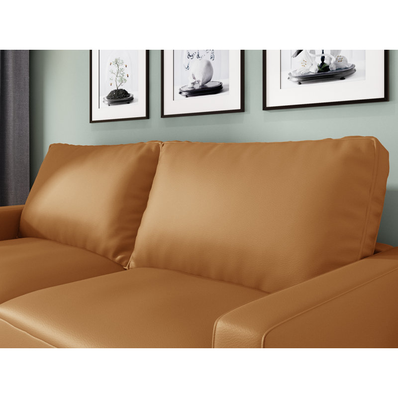 70'' Faux Leather Sofa, Black Faux Leather, 33" H x 70" W x 31.9" D