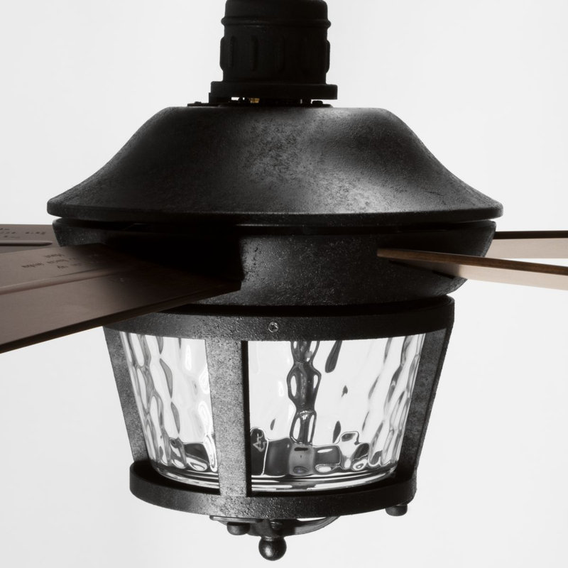 52" 5 - Blade LED Ceiling Fan with Wall Control and Light Kit Included, Forged Black