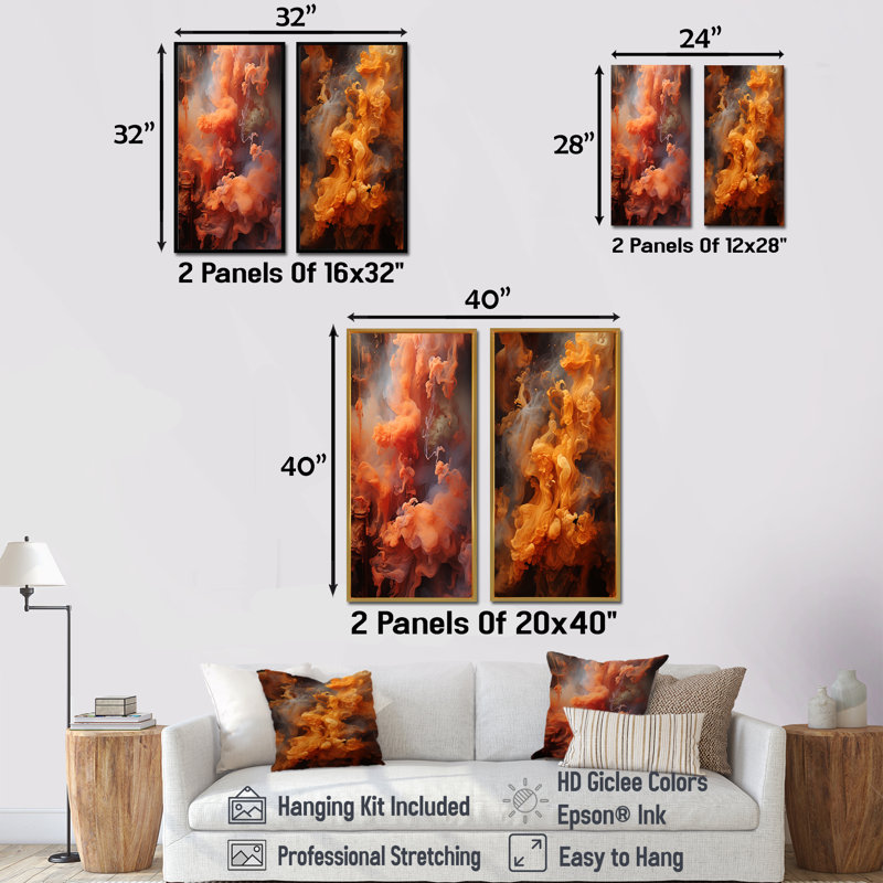 L'hindouisme Yajnas Smoky Sienna - ensemble d'art mural sur toile de l'hindouisme, Toile tendue, H 28 po x l 25 po