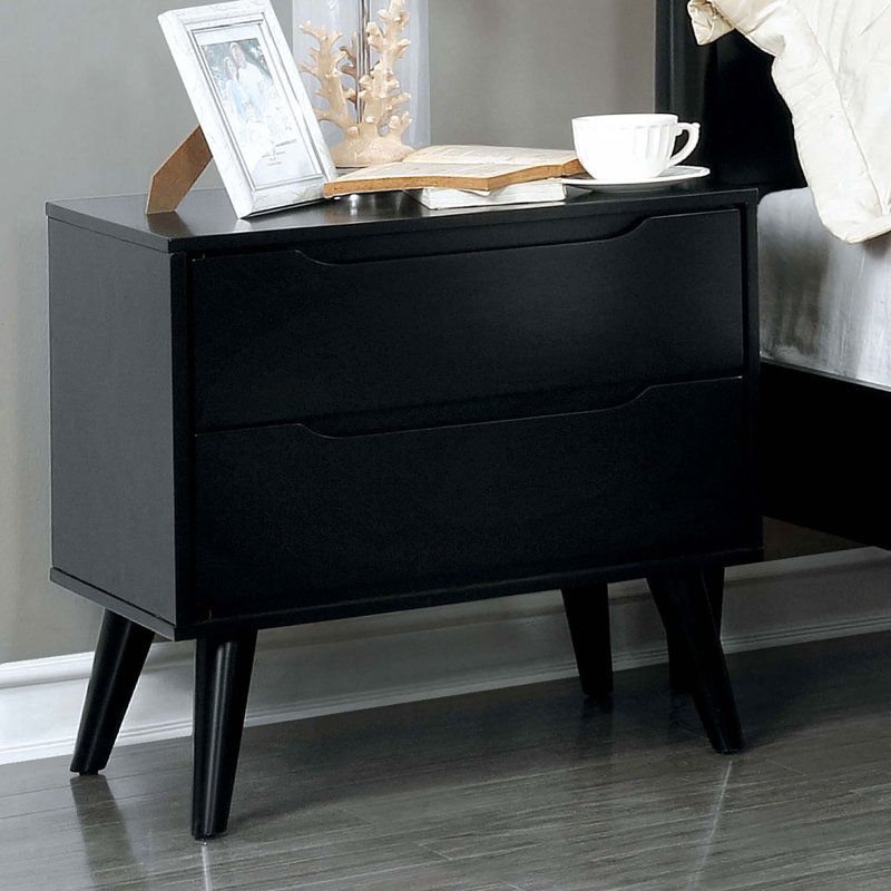 Table de chevet 1 pièce Mid-Century, Noir