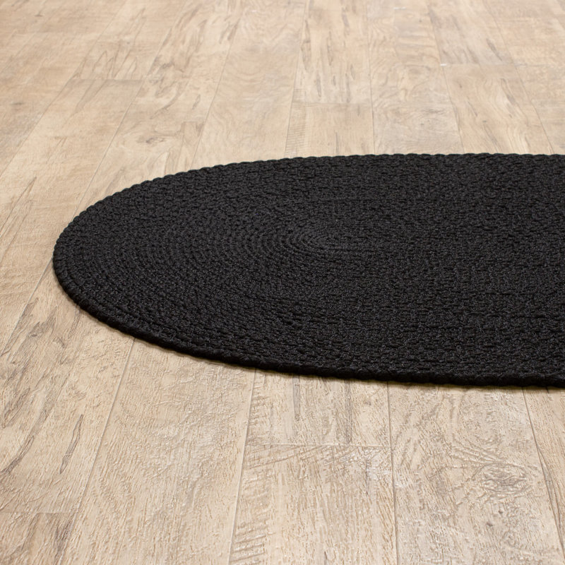 Solid Braided Farmhouse Performance Area Rug, Oval 4' x 6'