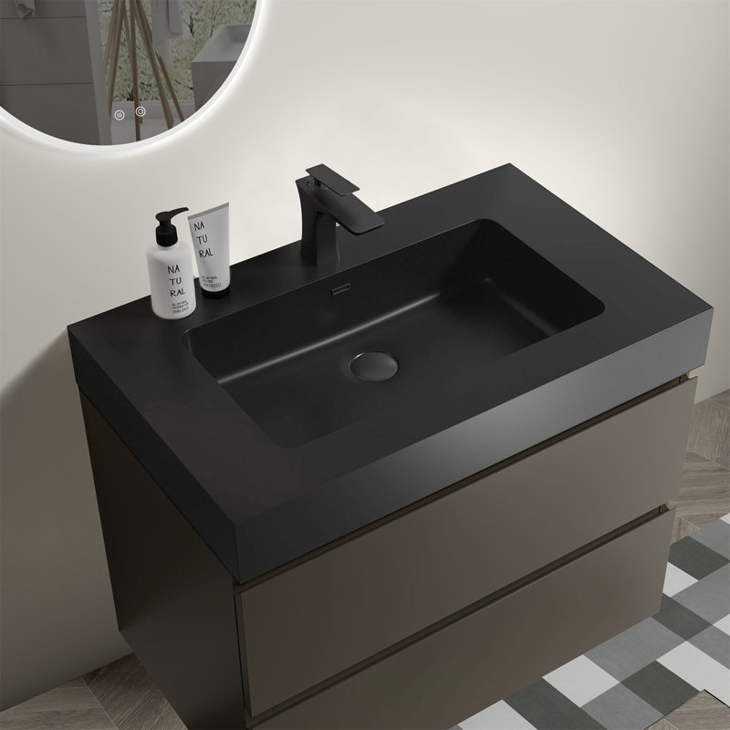 Meuble-lavabo avec lavabo Alice, 30", Gris, Noir