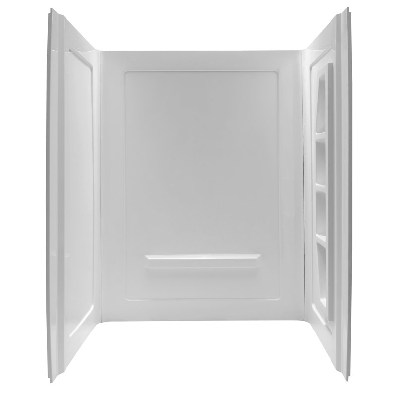 Paroi de douche à trois panneaux H 74 po x P 60 po Rose