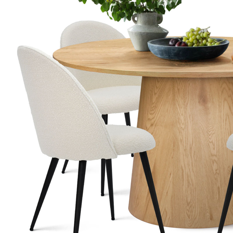 Bende 46" W Round Pedestal Dining Set, Oak