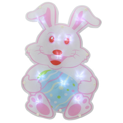 Décoration de fenêtre en forme de lapin de Pâques 13,75 "avec lumières DEL blanches pré-installées