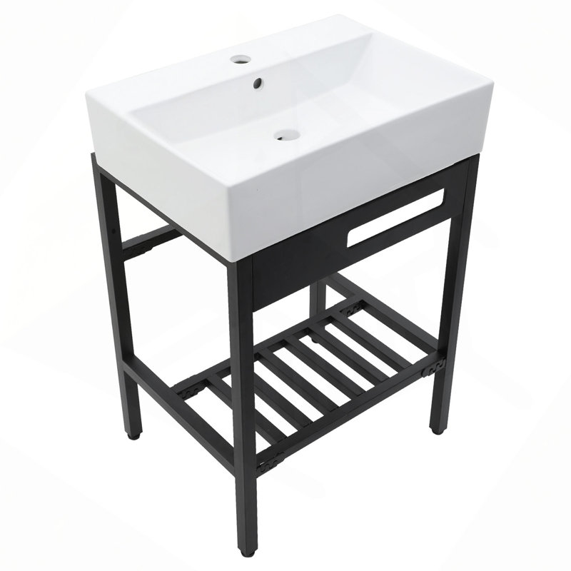 Lavabo de console de salle de bain en céramique 24 "x 16,75" avec trop-plein et pieds