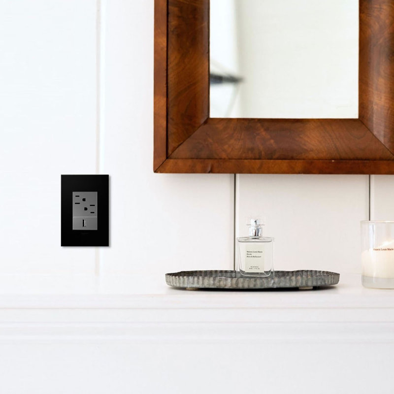 Plaque murale Adorne® 1-Gang + Rocker, Noir encre