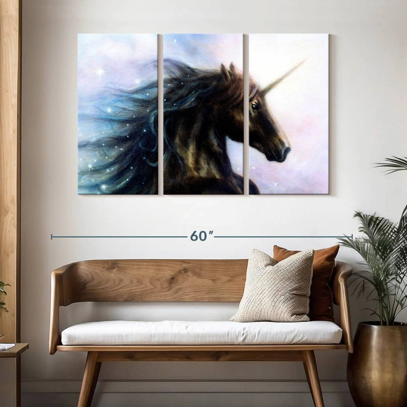 Kelan Black Unicorn, 32" H x 50" W