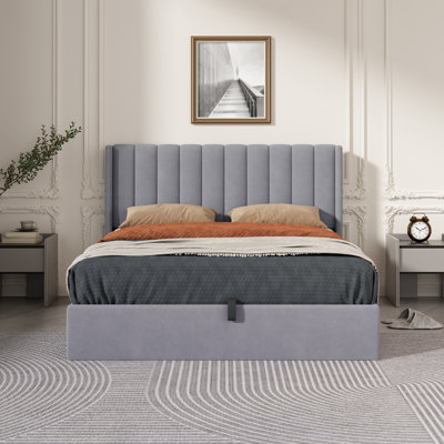Daizia Lift Up Storage Platform Bed with Wingback Headboard
