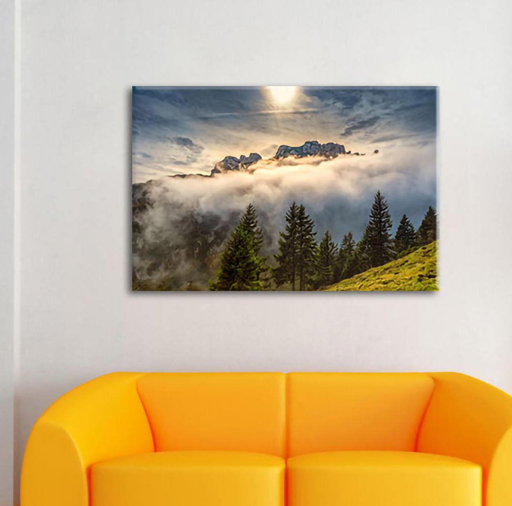 Leinwandbild Aufsteigende Wolken in den Dolomiten