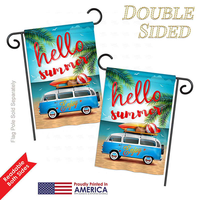 Drapeau de jardin en polyester 18,5 x 13 po Randall Hello Summer