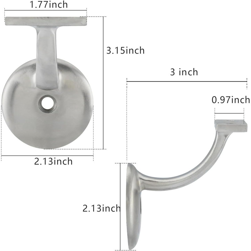 Supports d'escalier pour main courante, support d'escalier robuste en acier inoxydable pour rampe d'escalier pour la maison ou le bureau, 2 pièces