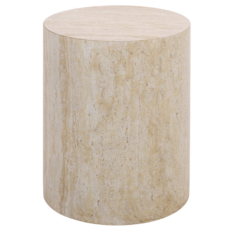 Aurielle Cylinder Accent Table, Travertine