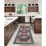 Ducote Washable Ivory and Burgundy Machine Woven Area Rug