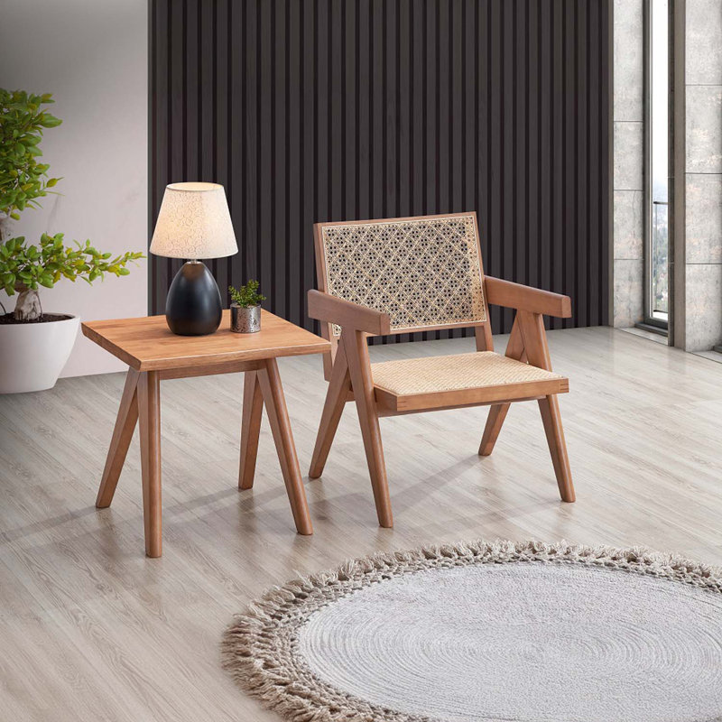 Fauteuil d'appoint Velentina, rotin et finition naturelle