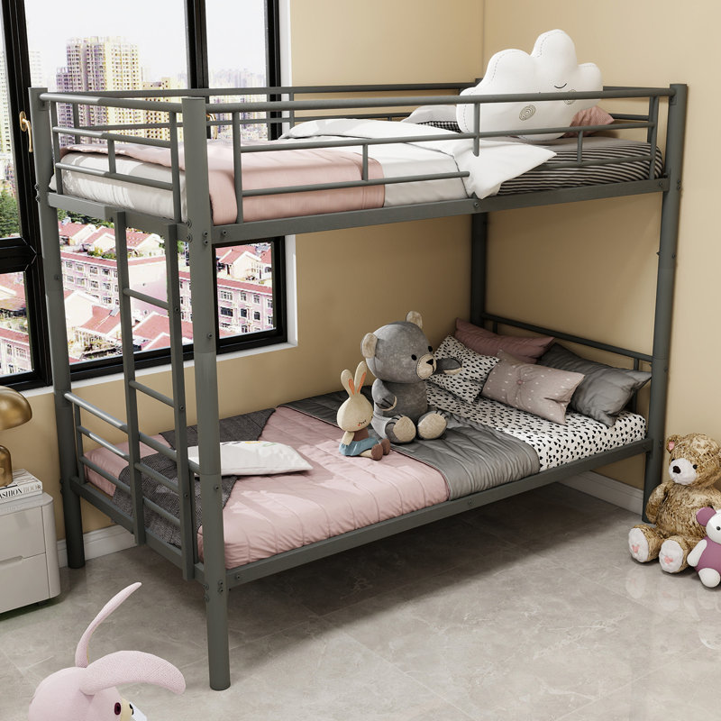Twin Metal Bunk Bed, Convertible Into Two Separate Beds, Rust - Construction, Non Slip , 350Lbs Weight Limit Bed For And Teens, Size, Function, Steel Bedframe, Secure Stable
