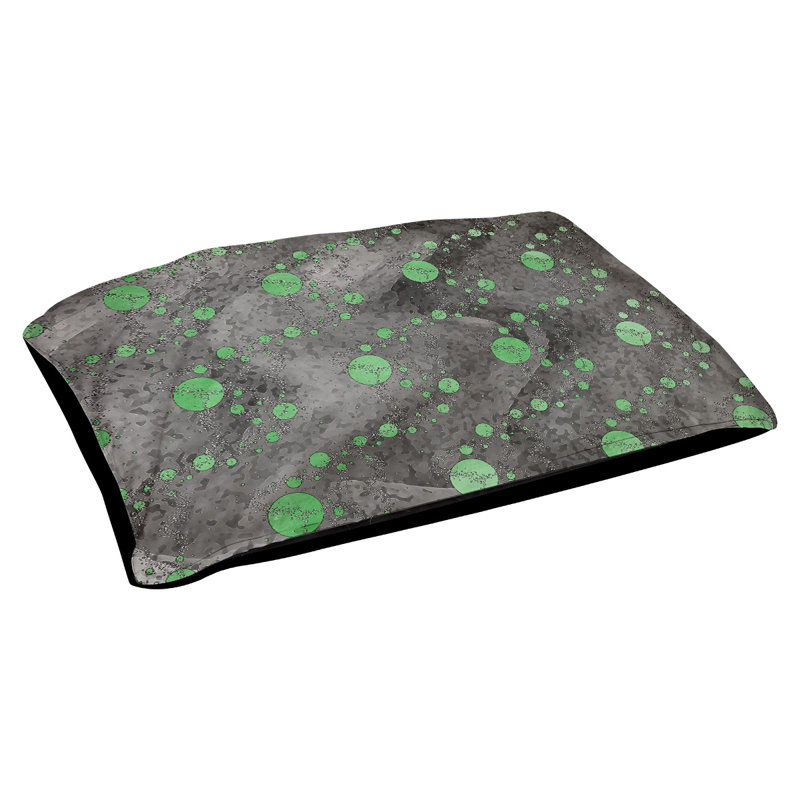 Coussin d'extérieur pour chien Byrge Planets Stars, Très grand (l 52 po x P 42 po x H 17 po), Vert/noir