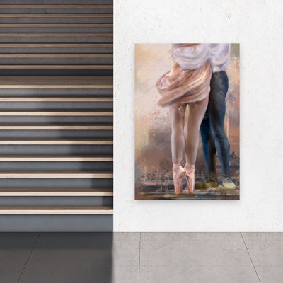 Couple de ballet dansant, art mural abstrait et romantique contemporain