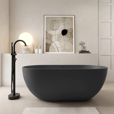 Oval Solid Surface Bathtub, Freestanding Soaking Bathtub