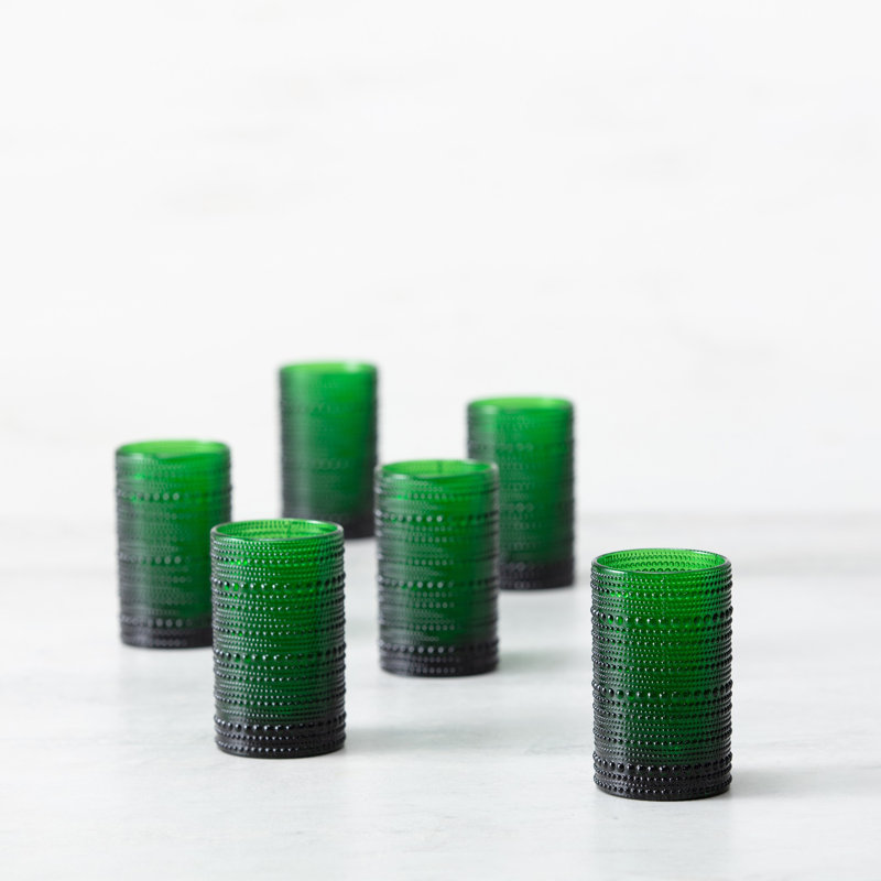 Fortessa Jupiter Glass, 13 Oz. Iced Beverage (Set of 6), Deep Green, 13 Oz., Deep Green