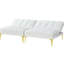 Lit futon convertible avec pattes en métal doré, moelleuses et agréables en tissu - pour les petits espaces, facile à assembler, expérience confortable dans des espaces polyvalents, trois réglages, un assemblage,
